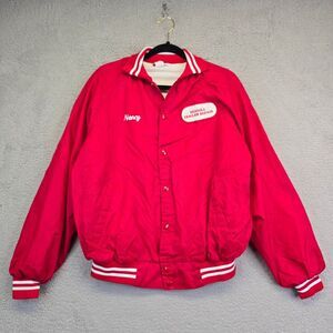 Vintage Satin Jacket Women's M‎ Red Seagull Trailer Repair Nancy Business Retro